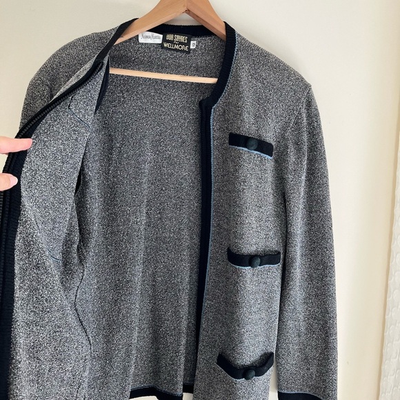 VTG Don Sayres for Wellmore Santana Knit Gray Black Blue Zip Up sweater Size 12 - Picture 7 of 15